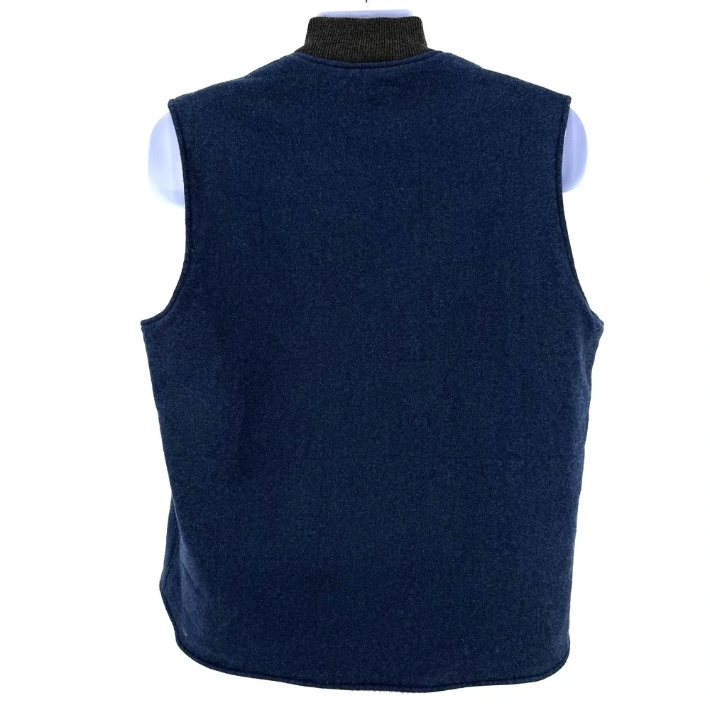 Maison Kitsuné Virgin Wool Zip Vest Blue Lined Made in‎ Slovenia XL FW15M241